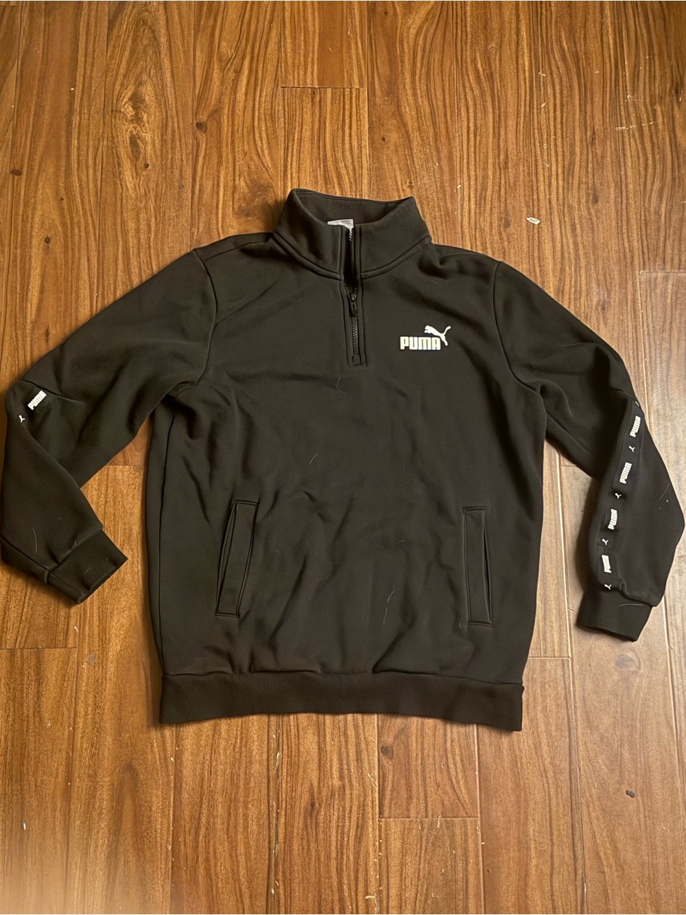 Puma Black Half-Zip Men's Pullover with White Logo
